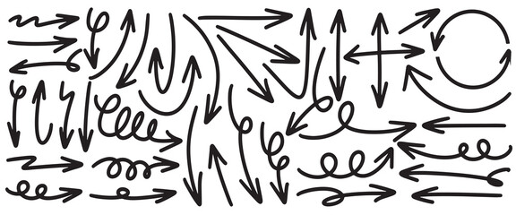 Set of Hand drawn vector arrows doodle on white background. design element vector illustration. - 755232664