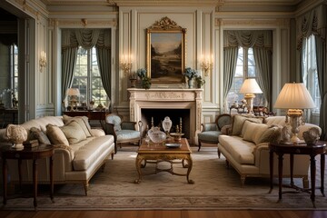 Federal Elegance: Stately Living Room Decors in Grand Period Style