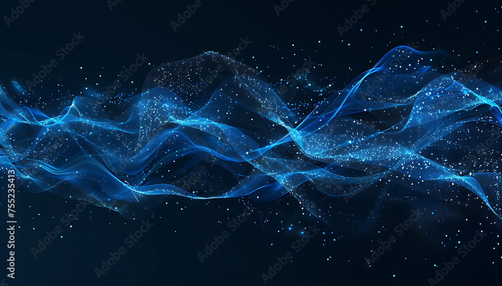 Poster enhancing connectivity, abstract cyber ​​network grid with artificial neurons and global data connec
