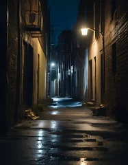 Foto op Plexiglas Dark city alley © LinzArt