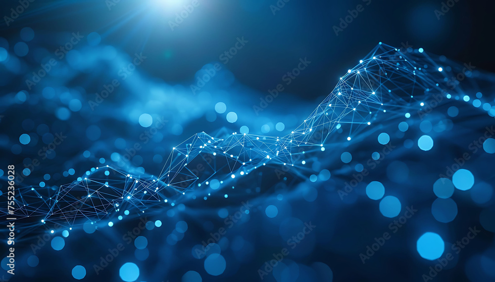 Leinwandbilder enhancing connectivity, abstract cyber ​​network grid with artificial neurons and global data connec