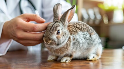 Fototapeta premium Rabbit veterinary veterinarian treatment doctor office wallpaper background