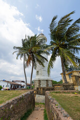 The old colonial lighthouse along the coast line of Galle, Southern Province of Sri Lanka