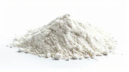 Baking powder in isolation on a solid white background. Versatile kitchen necessity.