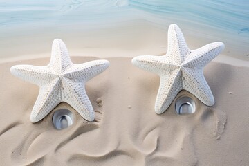 Fototapeta na wymiar Starfish Wall Hooks & Oceanic Organization: Underwater Theme Bathroom Oasis Designs