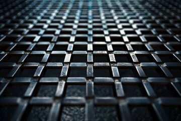 Fototapeta premium Digital art of a dark metallic grid pattern on an alloy sheet