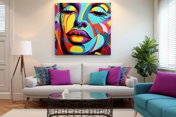 Vibrant Pop Art Living Room Decor: 3D Artwork and Pop Art Sculpture Delight