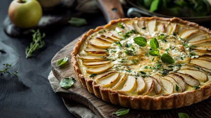 Homemade endive and apple pie. Generative AI