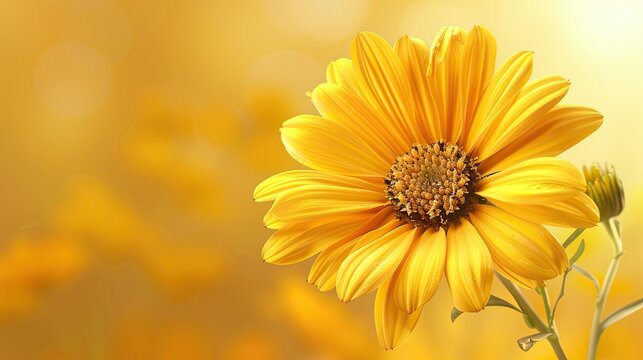 Golden Yellow Daisy with Smooth Bokeh Effect