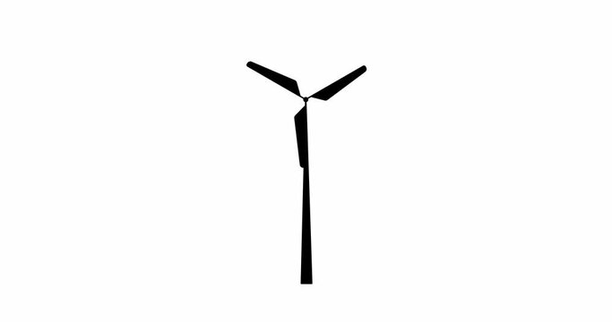 Animated wind generator simple eco-related icon on white background. Alternative renewable electricity generation. Motion design of windmill symbol. Eco concept for infographic.