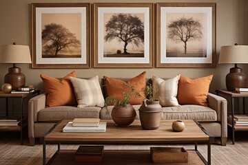 Rustic Charm: Vintage Art Inspo in Earthy Warm Toned Living Room Decors
