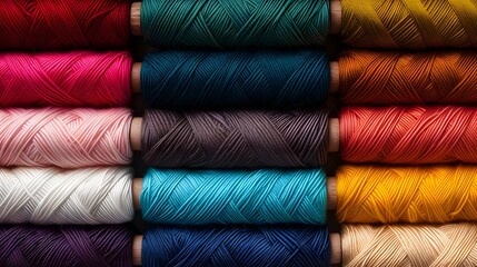 Threads in a tailor textile fabric background with colorful cotton threads of all colors
 - obrazy, fototapety, plakaty