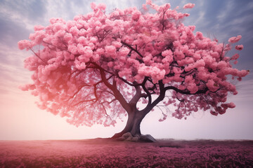 Pink cherry blossom tree in bloom