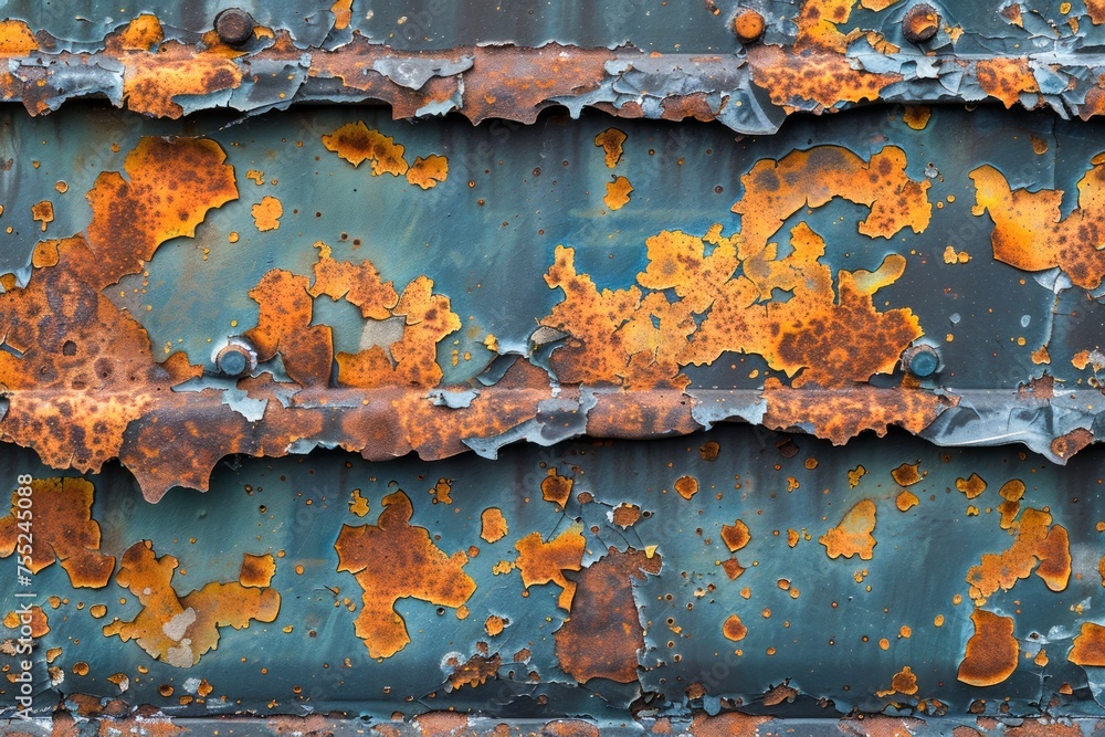 Poster high-resolution image of corroded metal texture with rust patterns and vintage appeal for background