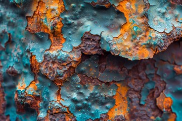 Vibrant Abstract Mineral Texture Background with Vivid Blue and Orange Colors, Ideal for Geology Themed Design Projects
