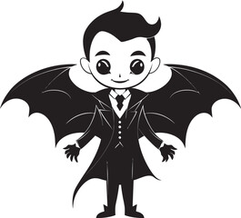 Playful Wings Cute Dracula Icon in Vector Design Magical Vampire Dracula Emblem in Vector Delight
