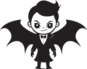 Charming Vampire Adorable Vector Logo with Sharp Wings Whimsical Dracula Sweet Dracula Icon in Vector