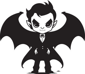 Fluttering Whimsy Cute Dracula Icon with Wings Charming Fantasy Dracula Logo Design with Cuteness