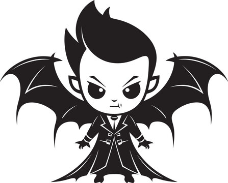 Fang tastic Fun Dracula Emblem in Vector Adorable Delight Cute Dracula Icon with Wings
