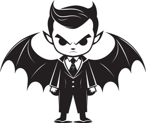 Cute Fangs Chibi Dracula Logo Tiny Vampire Adorable Dracula Design