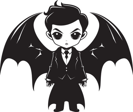 Sweet Bite Dracula Logo in Vector Design Charming Dracula Cute Icon with Sharp Wings
