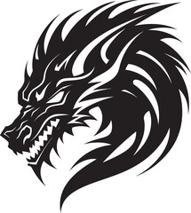 Blazing Majesty Head Logo Design with Dragon Serpentine Guardian Vector Dragon Head Emblem