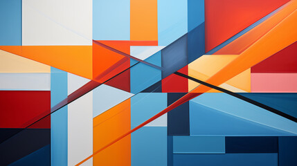 Fototapeta premium Through the masterful use of color and form, this abstract watercolor painting presents a captivating display of geometric shapes and overlapping forms