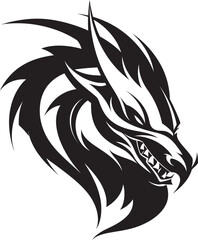 Majestic Vigil Dragon Head Icon in Vector Eternal Flame Head Logo Design with Dragon