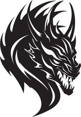 Fierce Protector Vector Dragon Head Emblem Ancient Sentinel Dragon Head Logo in Vector