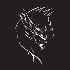 Fiery Symbol Vector Logo with Dragon Head Serpentine Majesty Dragon Head Icon in Vector