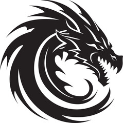 Legendary Guardian Head Logo Design with Dragon Blazing Beast Vector Dragon Head Emblem