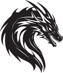 Serpentine Majesty Dragon Head Icon in Vector Legendary Guardian Head Logo Design with Dragon