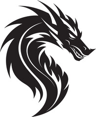 Celestial Flame Vector Logo with Dragon Head Winged Protector Dragon Head Icon in Vector