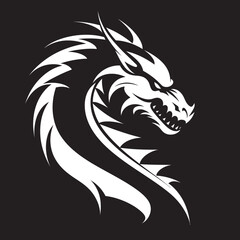 Winged Protector Dragon Head Icon in Vector Eternal Symbol Head Logo Design with Dragon