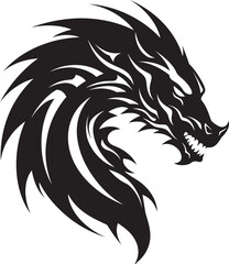 Ancient Flame Dragon Head Logo in Vector Fiery Sentinel Vector Logo with Dragon Head