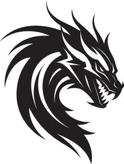 Fiery Sentinel Vector Logo with Dragon Head Serpentine Symbol Dragon Head Icon in Vector