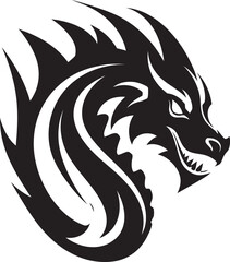 Fiery Sentinel Vector Logo with Dragon Head Serpentine Vigil Dragon Head Icon in Vector