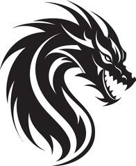 Celestial Vigil Vector Logo with Dragon Head Winged Flame Dragon Head Icon in Vector