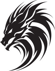 Winged Flame Dragon Head Icon in Vector Eternal Guardian Head Logo Design with Dragon