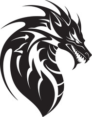 Legendary Beast Head Logo Design with Dragon Blazing Herald Vector Dragon Head Emblem