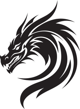Fiery Guardian Dragon Head Emblem in Vector Mystical Heraldry Vector Dragon Head Logo Design