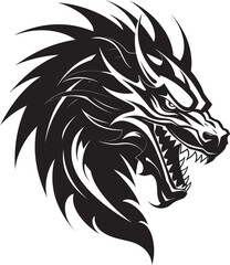 Guardian Spirit Vector Logo with Dragon Head Fiery Sentinel Dragon Head Logo Design Vector