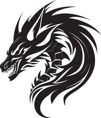 Mythical Guardian Dragon Head Icon Vector Blazing Protector Vector Logo with Dragon Head