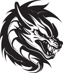 Winged Sentinel Head Logo Design with Dragon Blazing Inferno Dragon Head Icon Vector