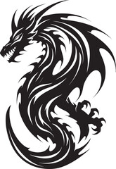 Ancient Fire Dragon Head Emblem in Vector Winged Sentinel Head Logo Design with Dragon