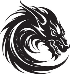 Obraz premium Serpentine Strength Dragon Head Icon Vector Eternal Flame Vector Logo with Dragon Head