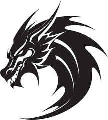 Roaring Protector Head Logo Design with Dragon Serpentine Strength Dragon Head Icon Vector