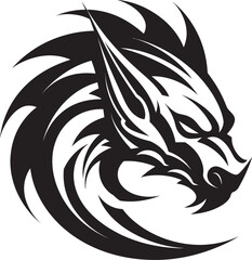 Ancient Guardian Head Logo Design with Dragon Celestial Fire Dragon Head Icon in Vector