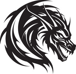 Naklejka premium Winged Sentinel Vector Logo with Dragon Head Blazing Vigil Dragon Head Logo Design Vector
