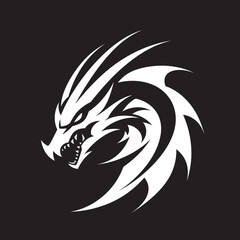Mythical Flame Dragon Head Emblem in Vector Roaring Majesty Head Logo Design with Dragon